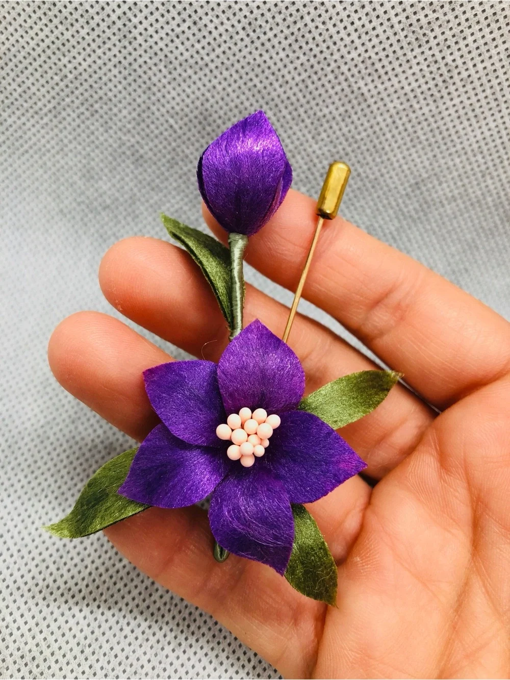 Purple Floral Lapel Pin